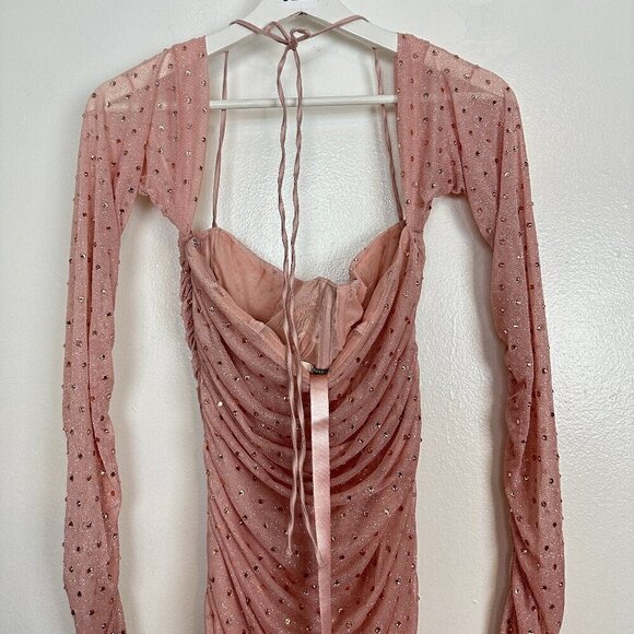 HOUSE OF CB Estella Crystallised Mini Dress in Soft Pink Size Medium - Picture 10 of 16